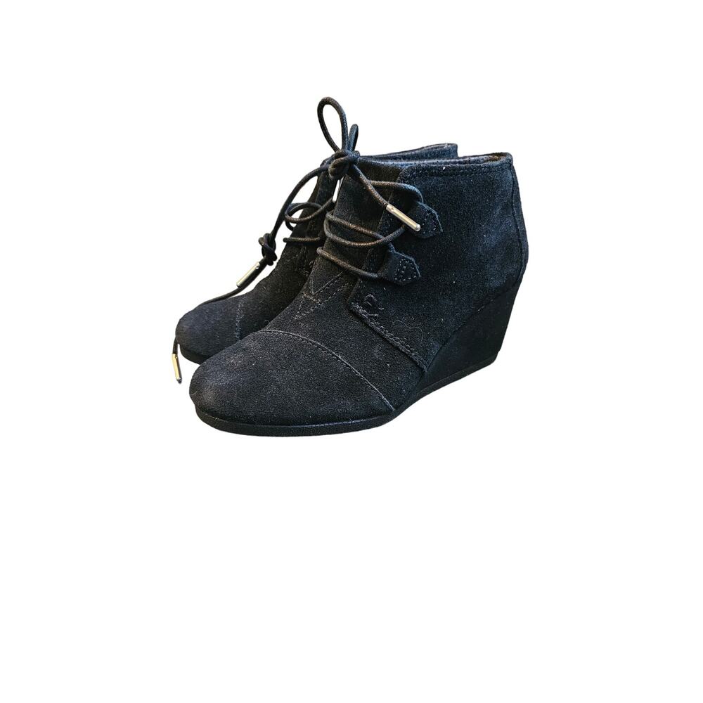 Black Suade women's size 6.5 Toms wedges